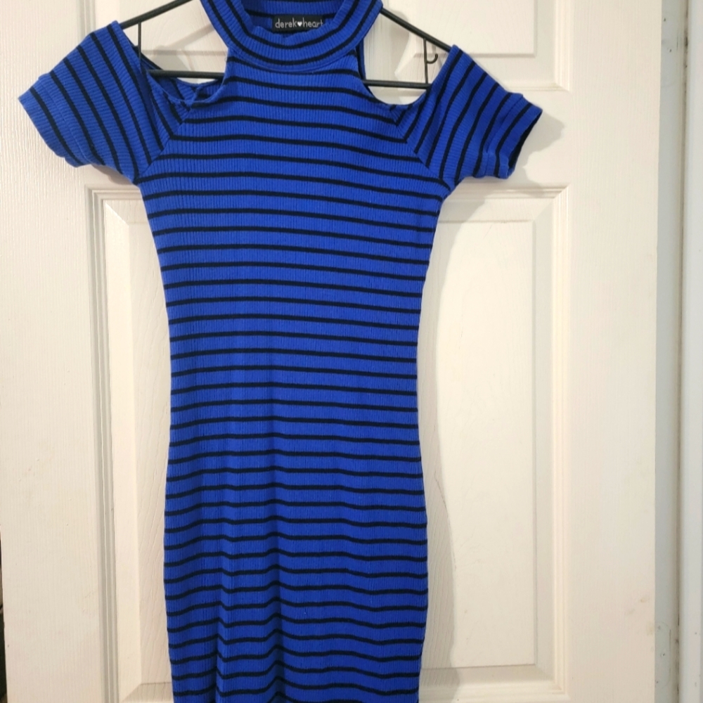 Blue and black stripes summer dress